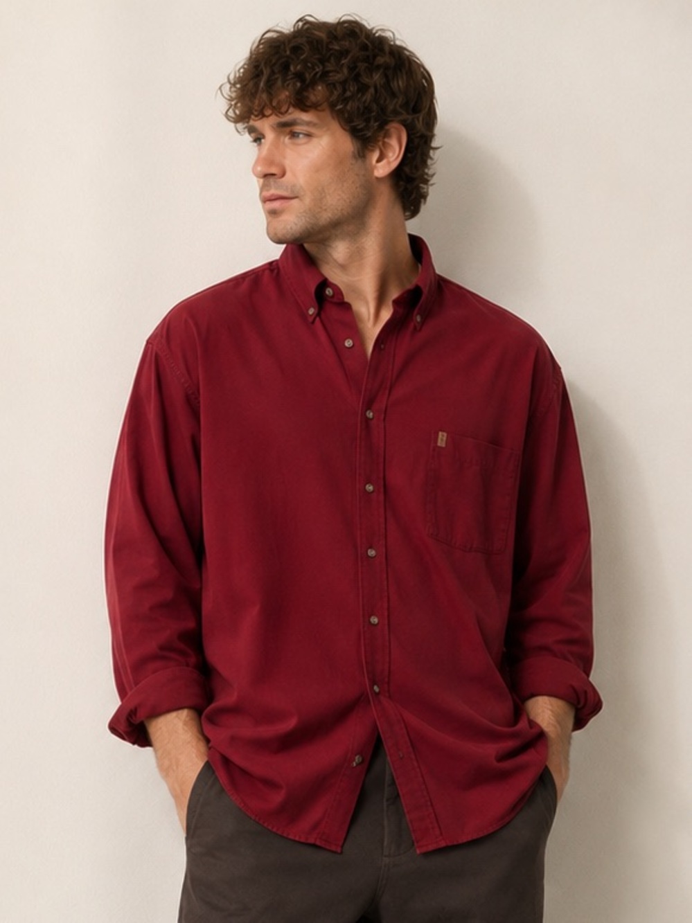 IZOD Men’s 4XL Maroon Long Sleeve Button Down Shirt NWT